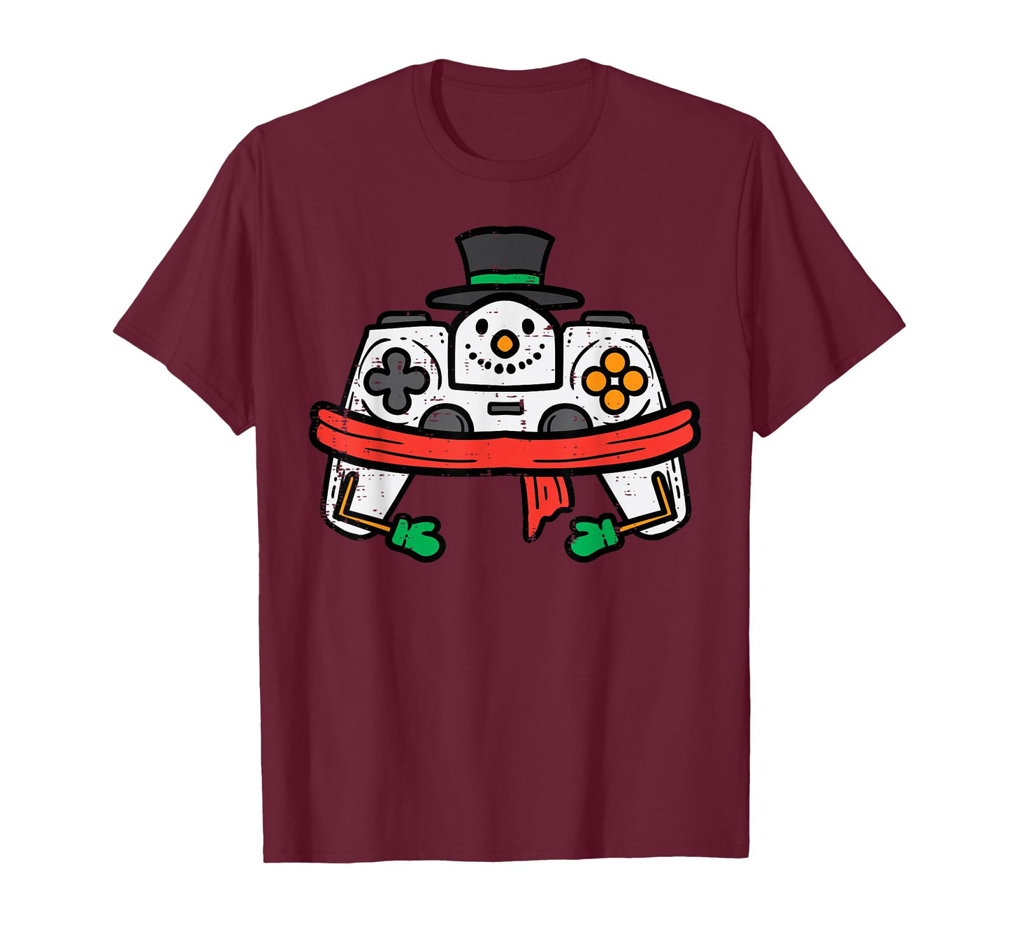 Christmas Snowman Gamer Controller Xmas Gaming Men Boys Kids T-Shirt