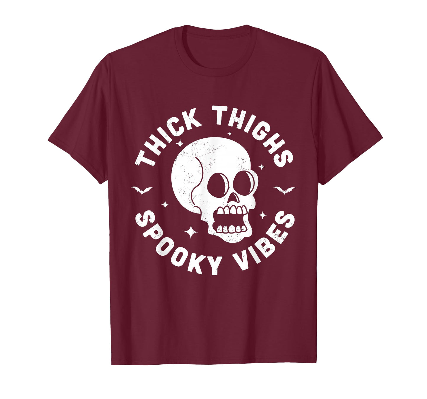 Thick Thighs Spooky Vibes Funny Halloween Skull Workout Gym T-Shirt
