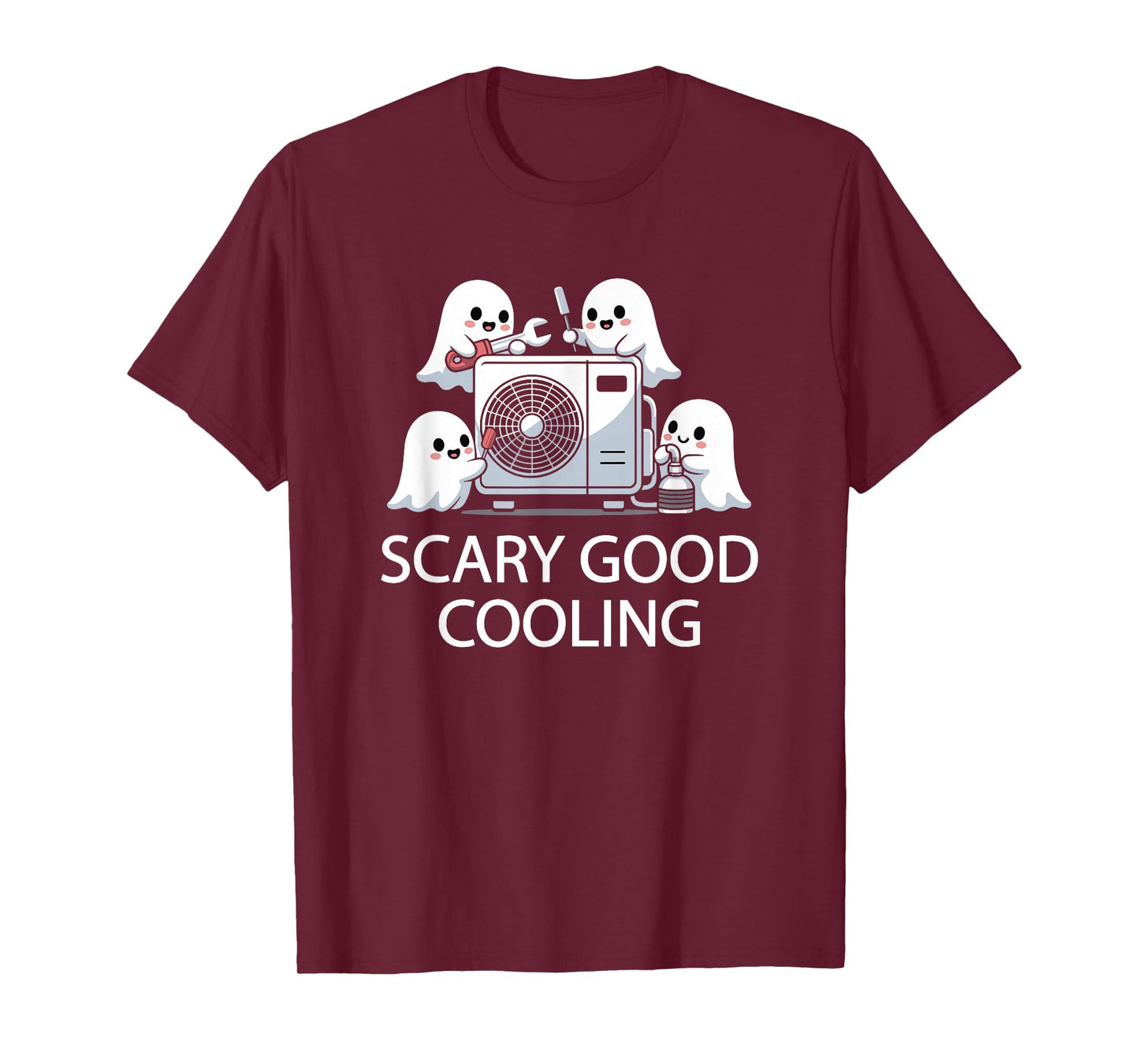 Funny HVAC Technician Ghost Halloween Costume Spooky Month T-Shirt
