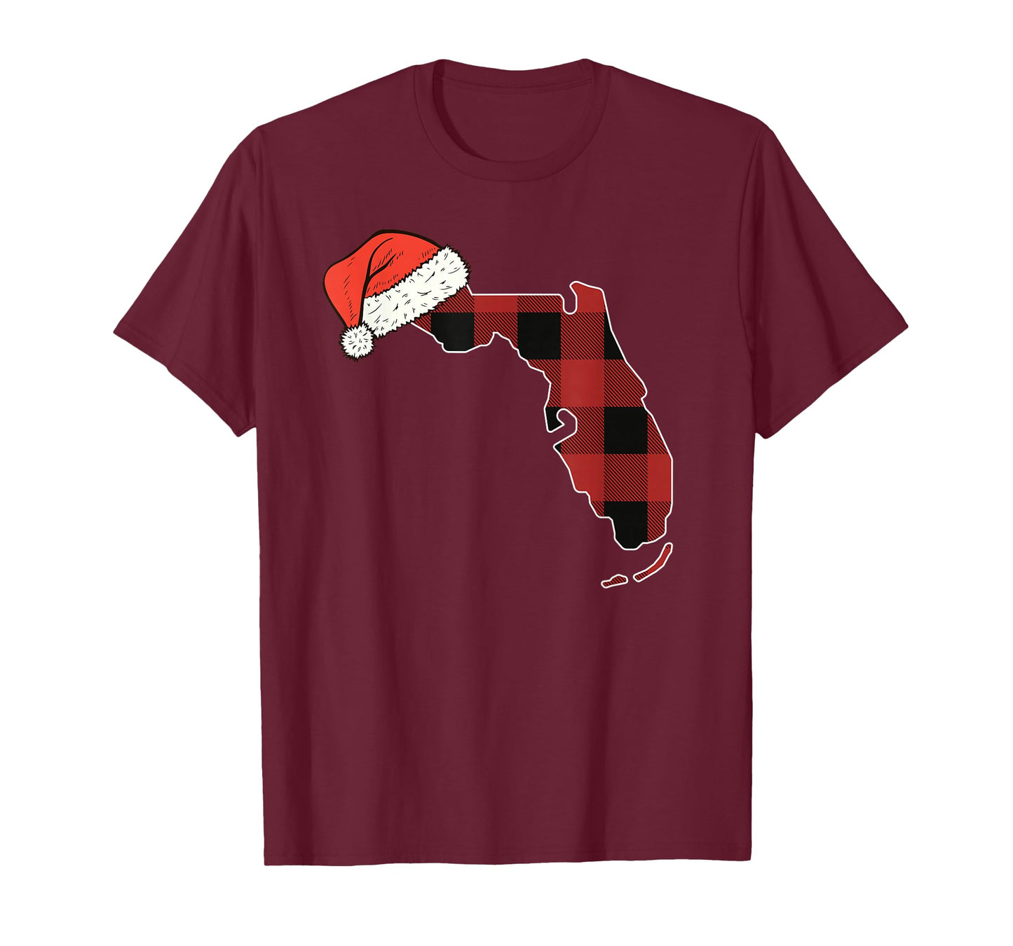 Florida Plaid Christmas Santa Hat Holiday Matching Design T-Shirt