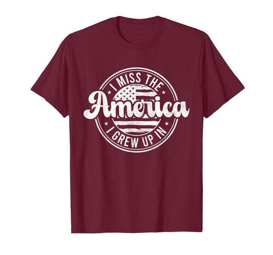 I Miss The America I Grew Up In American Flag Vintage T-Shirt