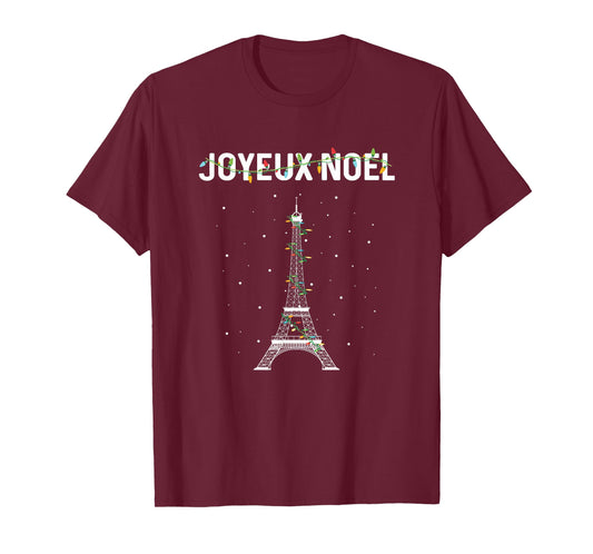 Joyeux Noel French Paris Eiffel Tower Christmas T-Shirt