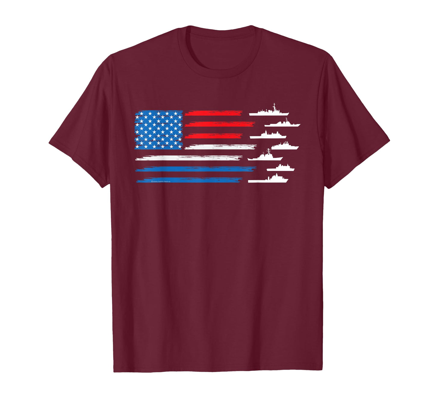 Patriotic Red White Blue USA Flag Military Ships 4th of July T-Shirt