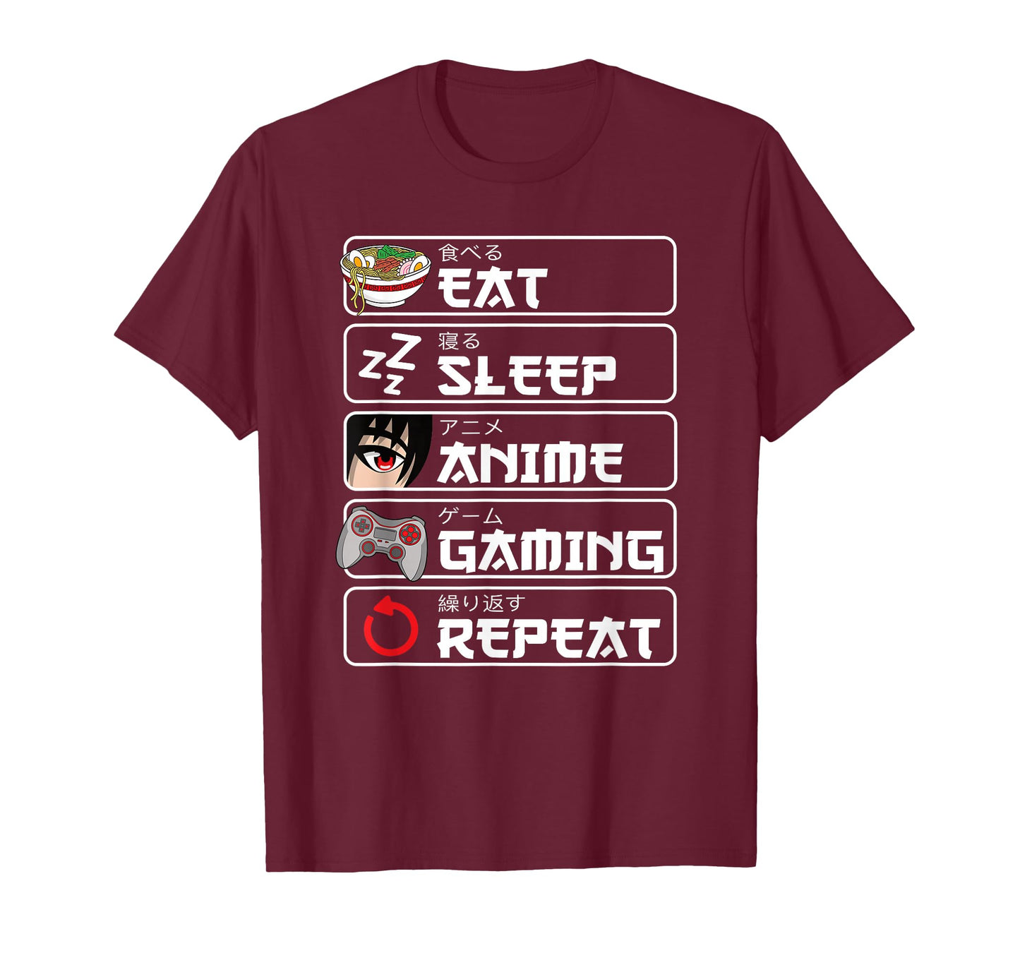 Eat Sleep Anime Gaming Repeat Anime Manga Otaku Men Boys T-Shirt
