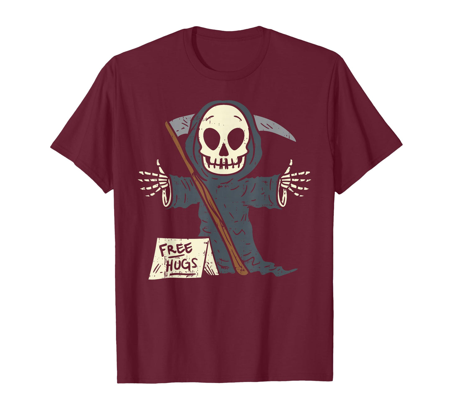 Free Hugs Grim Reaper Funny Pun Scary Halloween Costume Boys T-Shirt