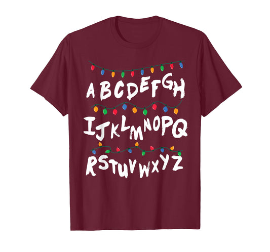 Alphabet Christmas Lights T shirt Stranger Tee Gift T-Shirt
