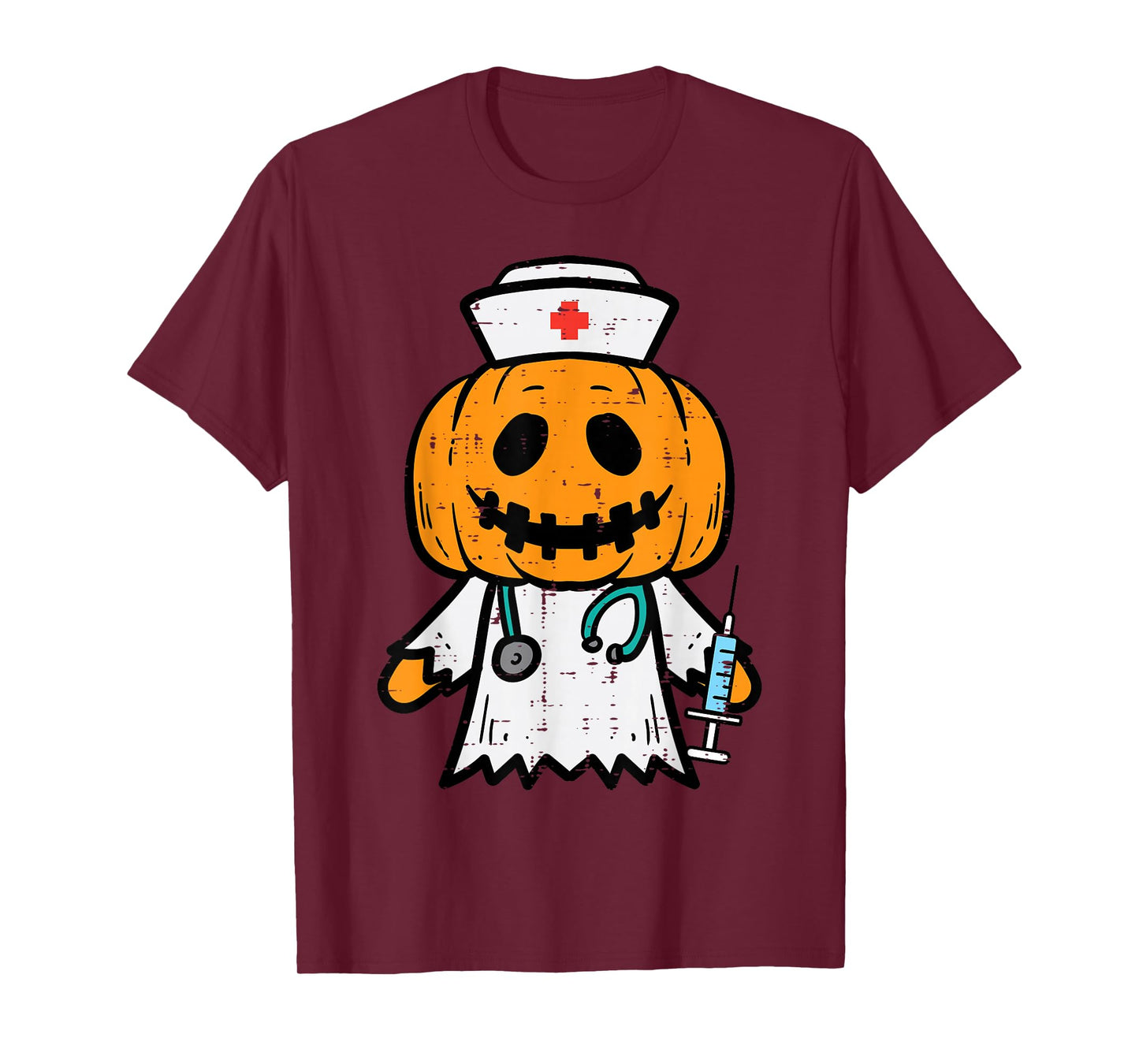 Halloween Pumpkin Nurse Cute ER Nicu Costume Scrub Top Women T-Shirt
