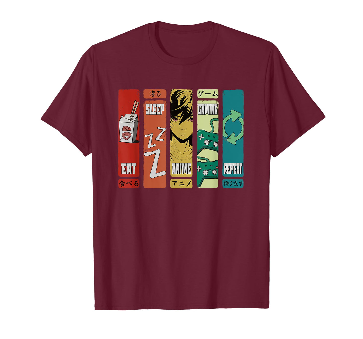 Eat Sleep Anime Gaming Repeat Funny Kawaii Anime Manga T-Shirt