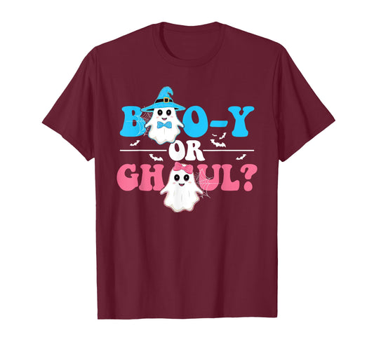 Boo-y or Ghoul Gender Reveal Cute Groovy Boy Girl Ghosts T-Shirt