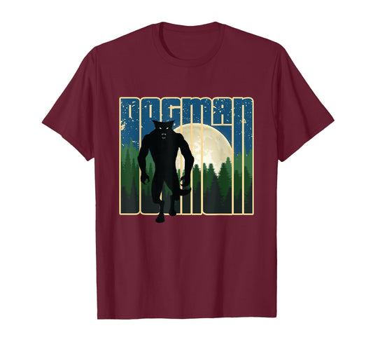 Dogman - Michigan Wisconsin Cryptid Retro Werewolf Forest T-Shirt