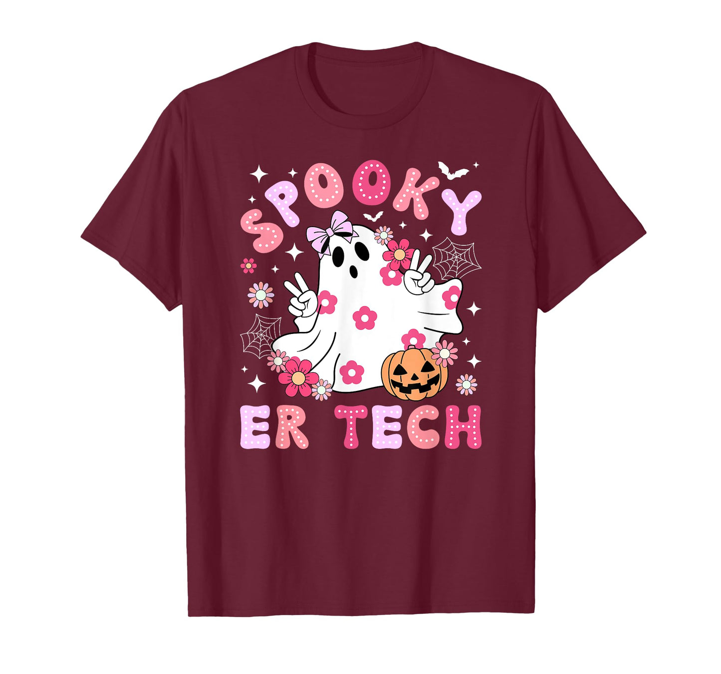 Spooky ER Tech Halloween Emergency Room Tech Groovy T-Shirt