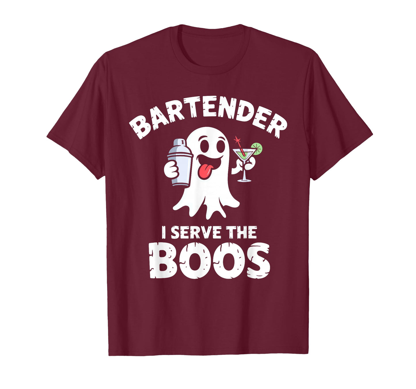 Funny Halloween Bartender I Serve The Boos Ghost Costume T-Shirt