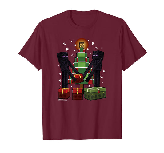 Minecraft Christmas Enderman Gift T-Shirt, Unisex-Adult, Blue, Small, Short Sleeve
