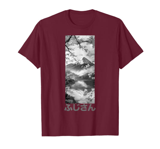 Japanese Aesthetic | Mount Fuji & Cherry Blossom Lofi Design T-Shirt