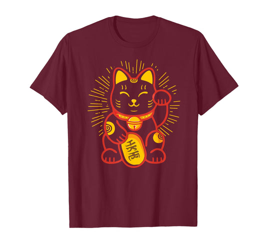Maneki Neko Lucky Cat Japanese Money Kitten Good Luck Charm T-Shirt