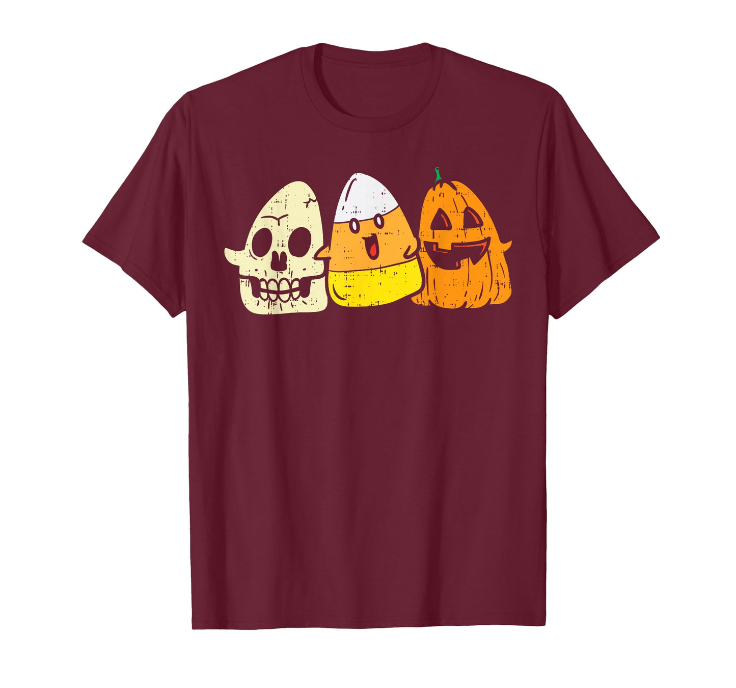 Candy Corn Skeleton Skull Pumpkin Fun Halloween Costume Kids T-Shirt