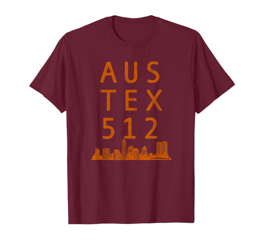 AUSTIN TX 512 Native Texan AUS TEX Burnt Orange T-Shirt
