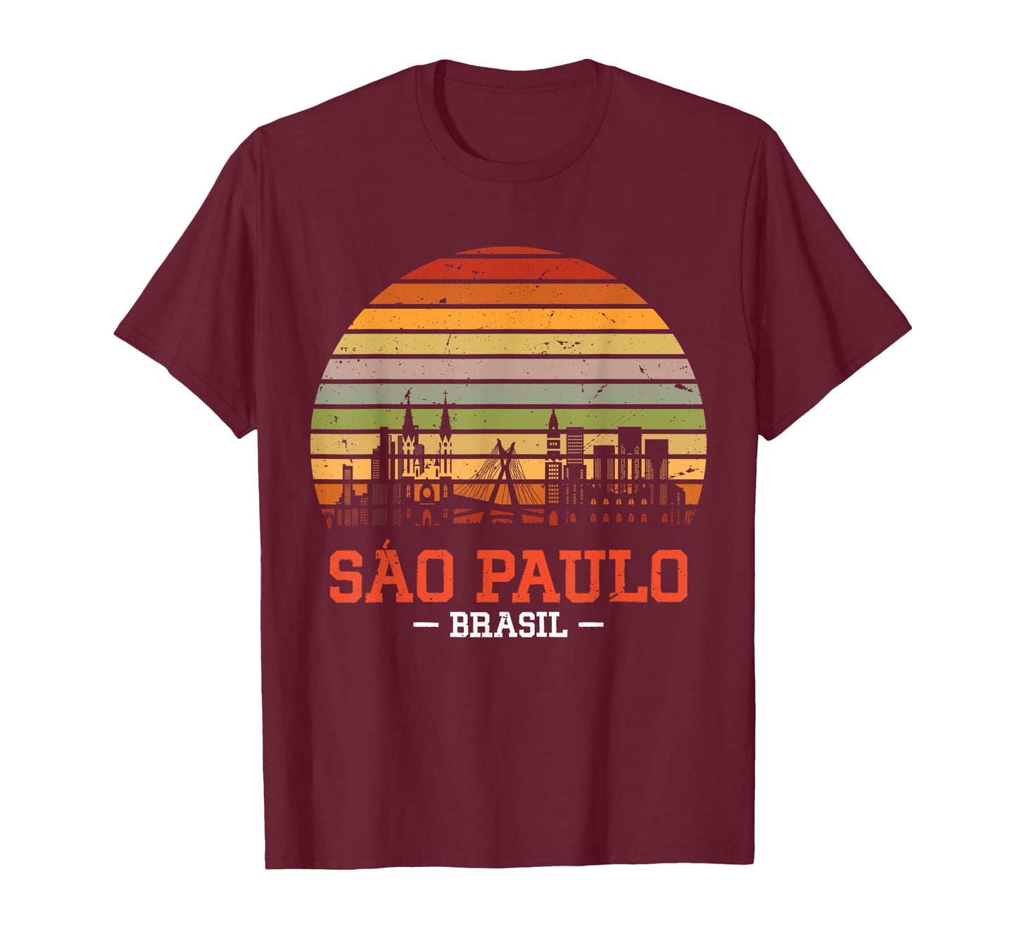 Sao Paulo Brasil Retro Vintage Sunset Skyline Sao Paulo T-Shirt
