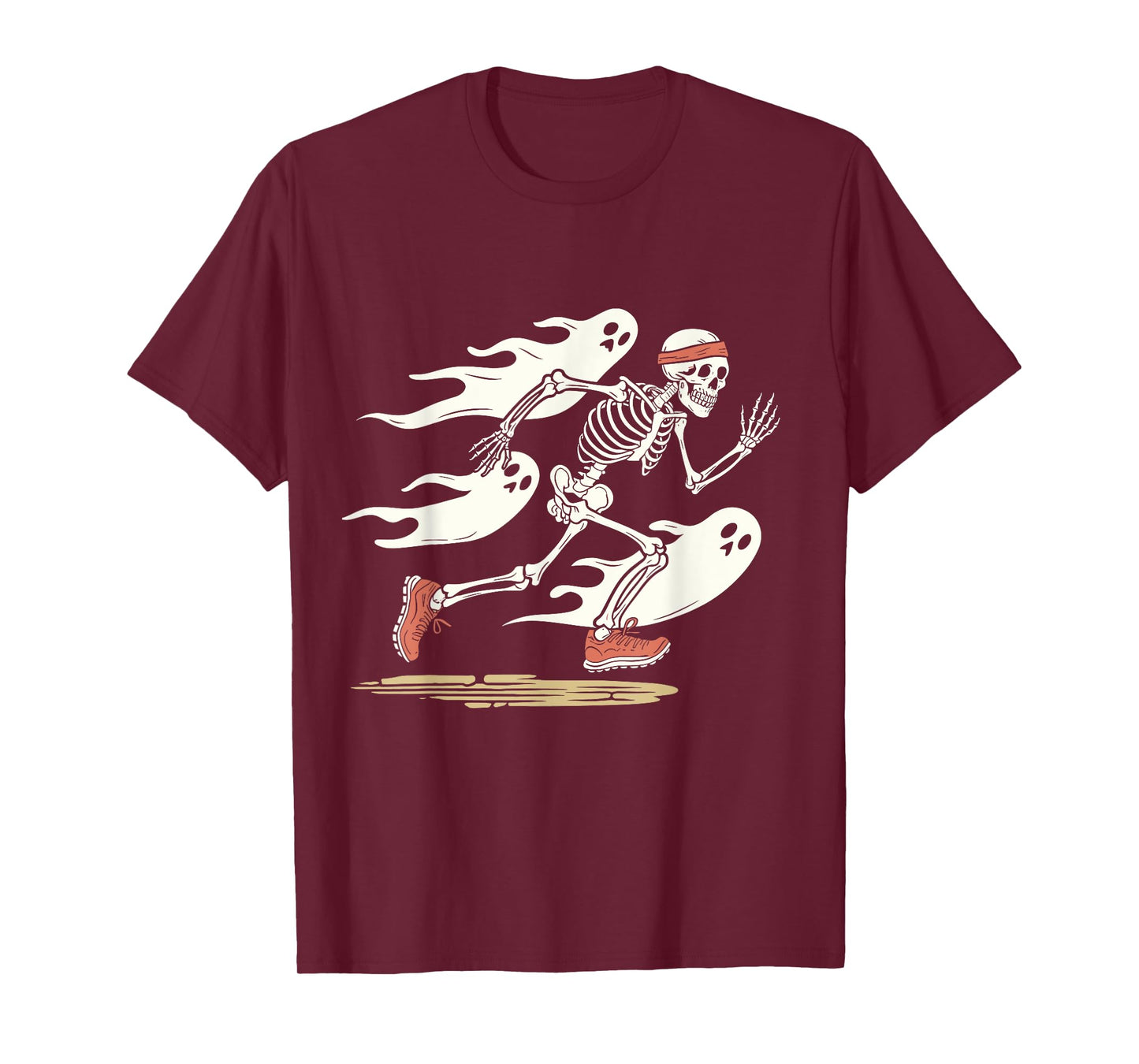 Funny Skeleton Running Lovers Spooky Halloween Runner Ghosts T-Shirt