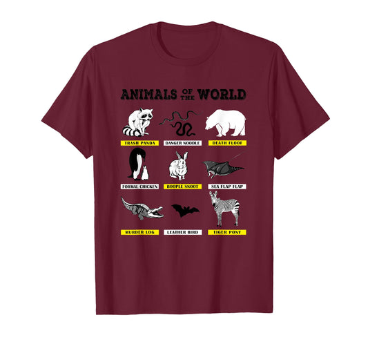 Animals of The World Funny Animal Real Names T-Shirt
