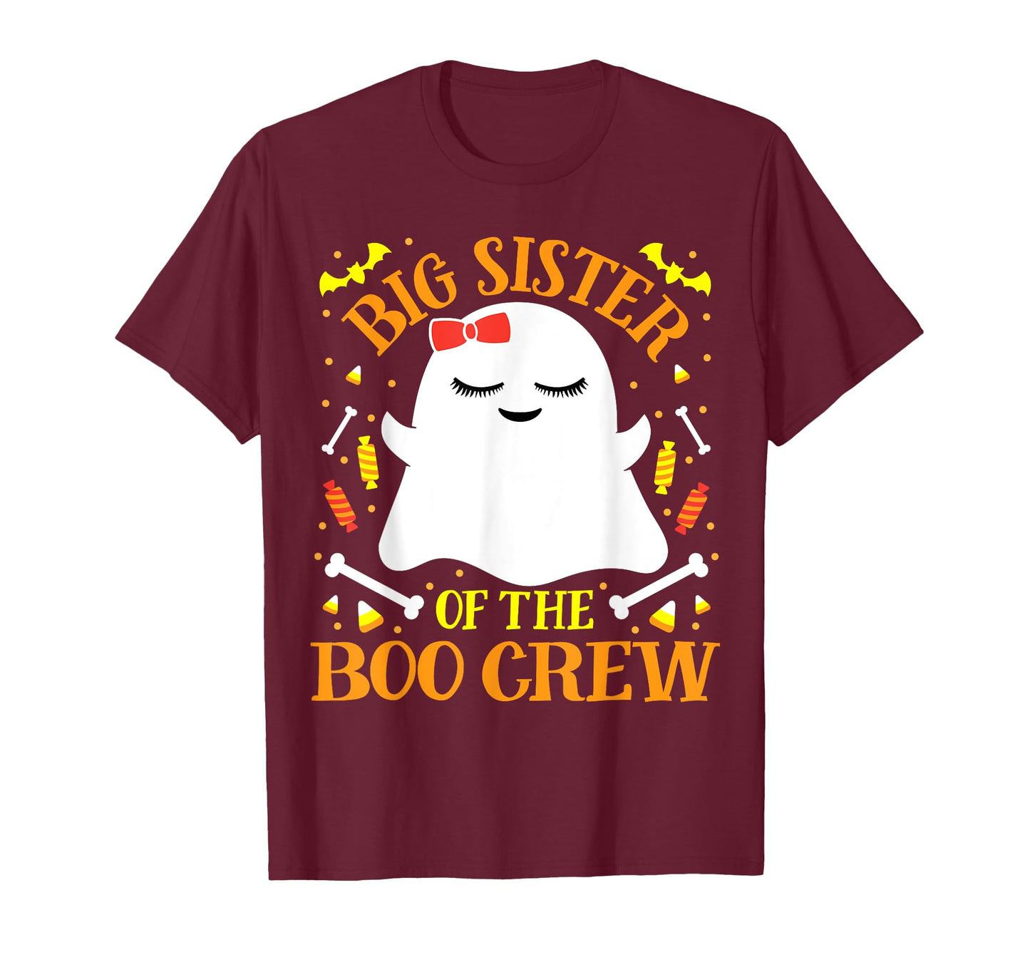 Big Sister Boo Crew Ghost Matching Family Girls Halloween T-Shirt