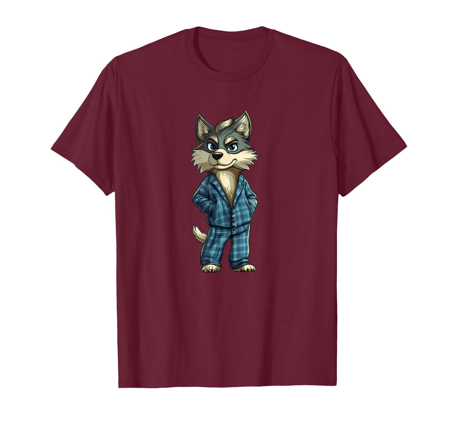 Funny Dreamy Wolf in Pajama Outfit for Sleepy Boys and Girls T-Shirt