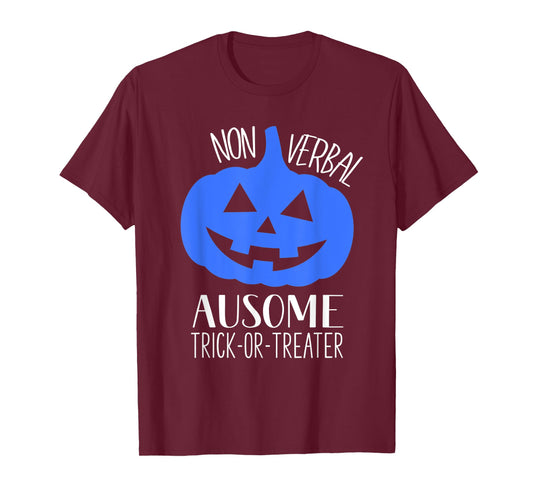 Trick or Treat Non-Verbal Halloween Pumpkin Autism Awareness T-Shirt