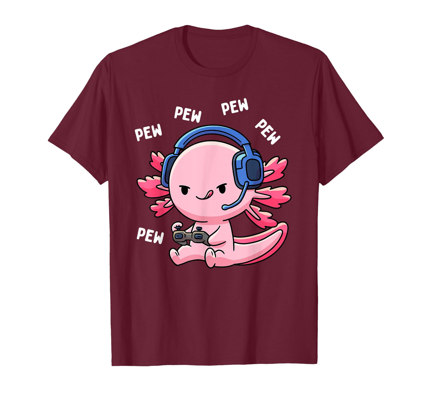 Axolotl Gaming Kids Boys Girls Anime Video Game Pew Gamer T-Shirt Small
