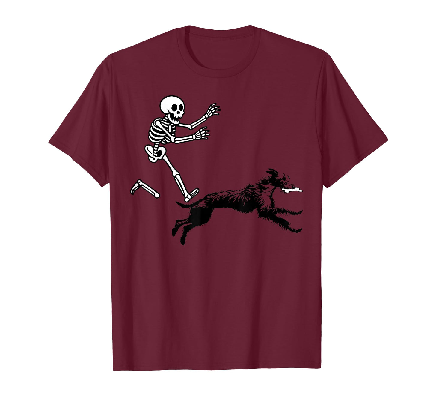Funny Irish Wolfhound Running Skeleton Halloween T-Shirt
