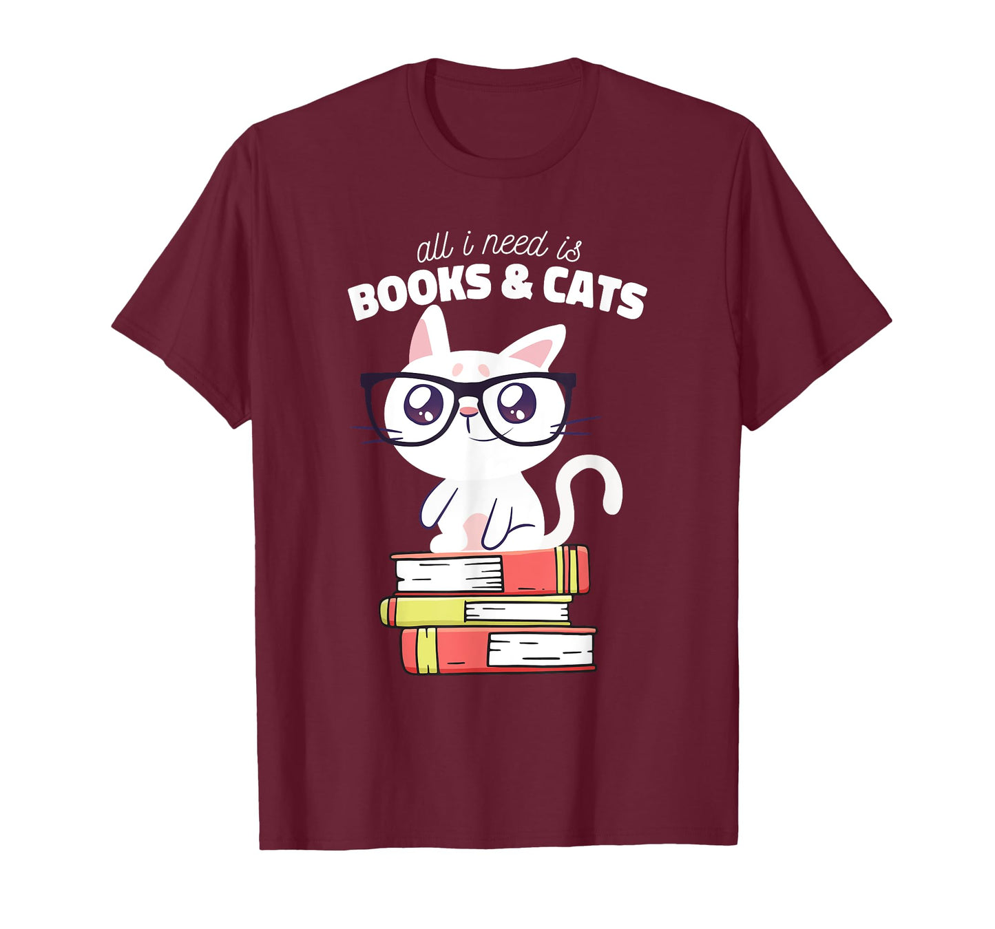 All I need is books & Cats | Books and cats art T-Shirt
