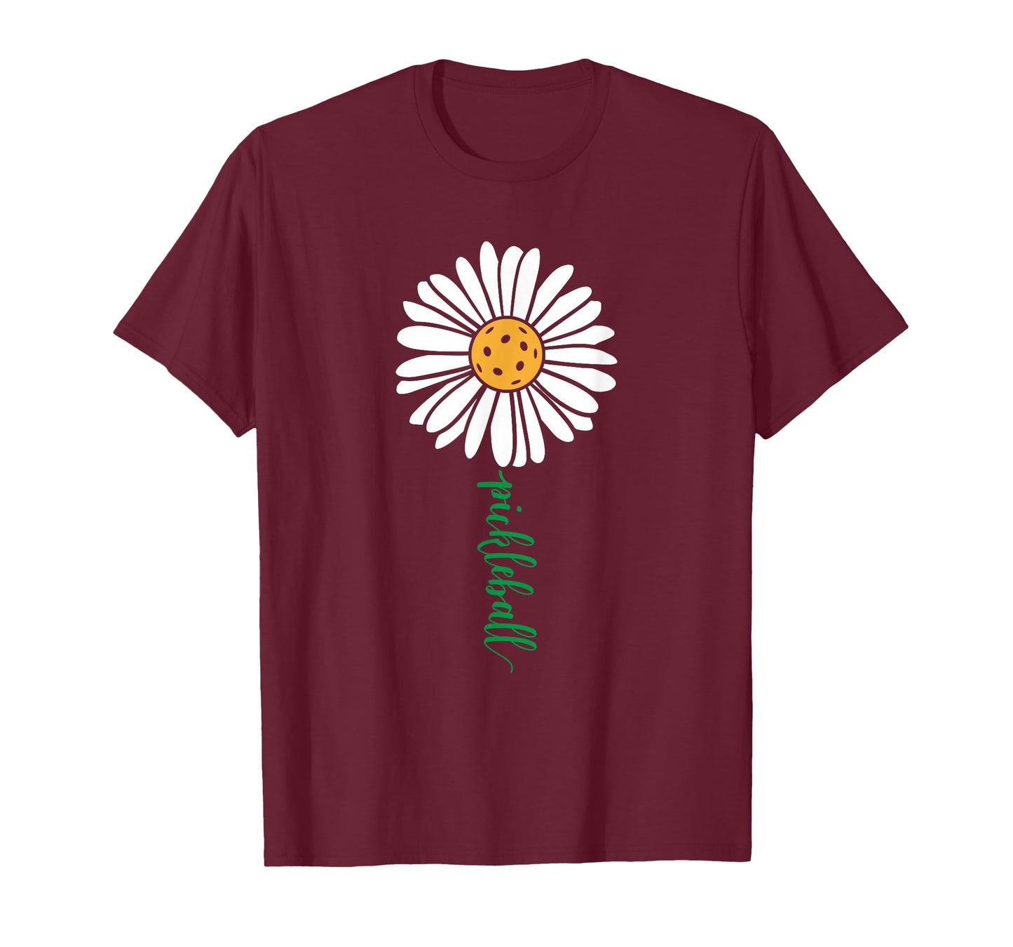 Threadrock Unisex Adults & Kids Pickleball Daisy Flower Short Sleeve T-Shirt, Black, Small