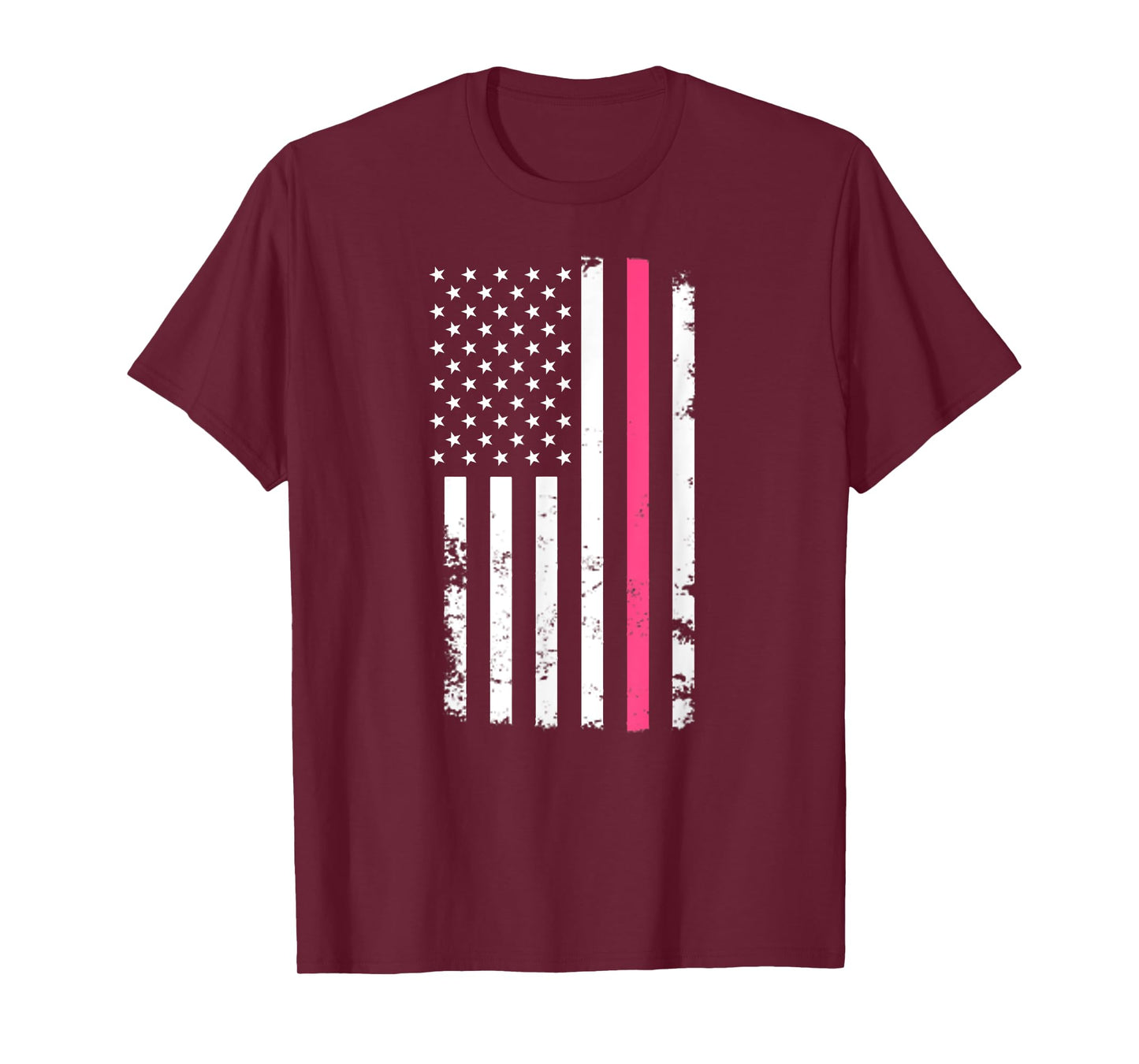 American Flag Pink Line For Breast Cancer T-Shirt T-Shirt