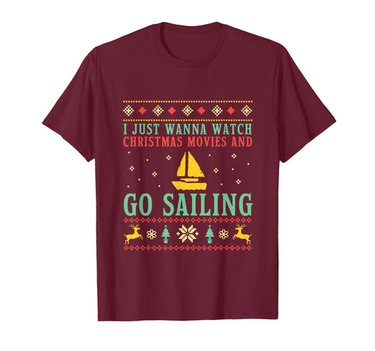 Funny Ugly Christmas Sweater T-shirt Sailor Go Boat Sailing