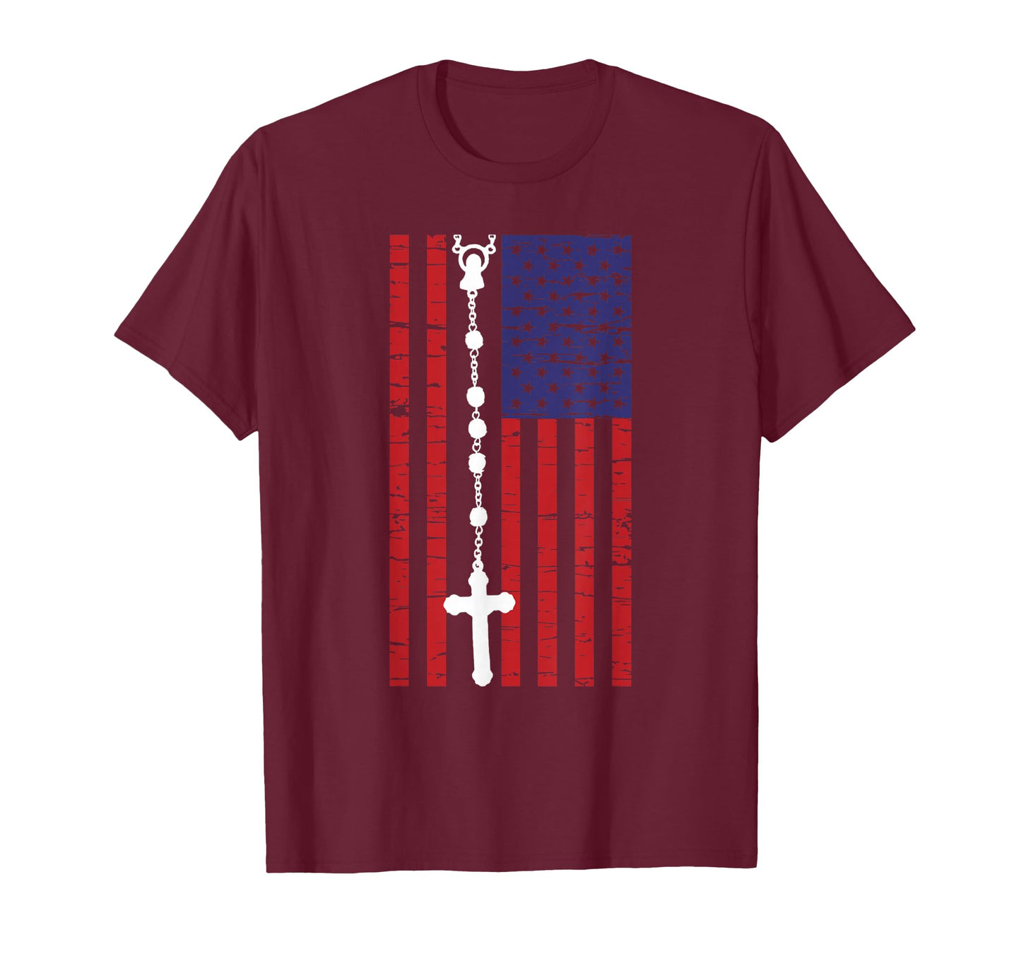 American Flag Rosary Catholic T-Shirt