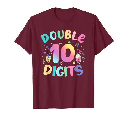 Double Digits 10th Birthday Boba Tea Party 10 Year Old Girl T-Shirt