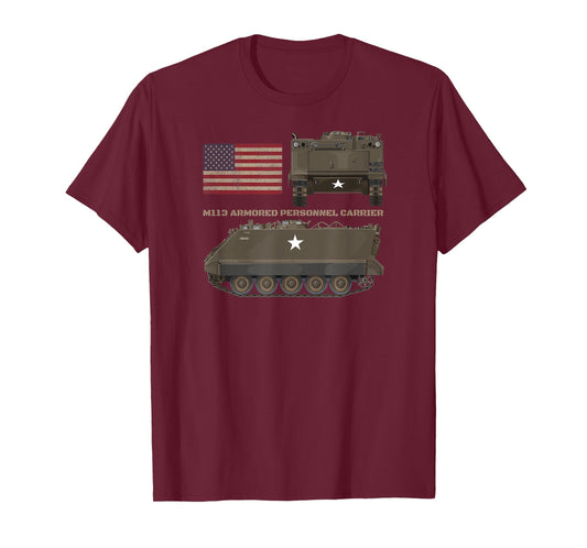M113 Armored Personnel Carrier Patriotic American Flag Women Kids Men T-Shirt
