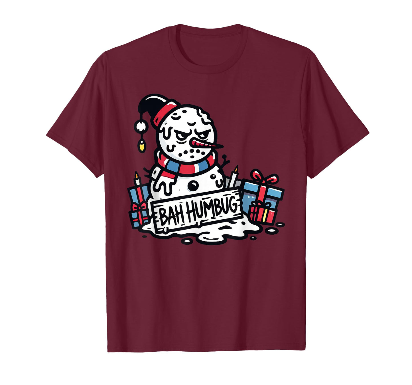 Bah Humbug Santa Hat Snowman for People Haters Sarcastic T-Shirt