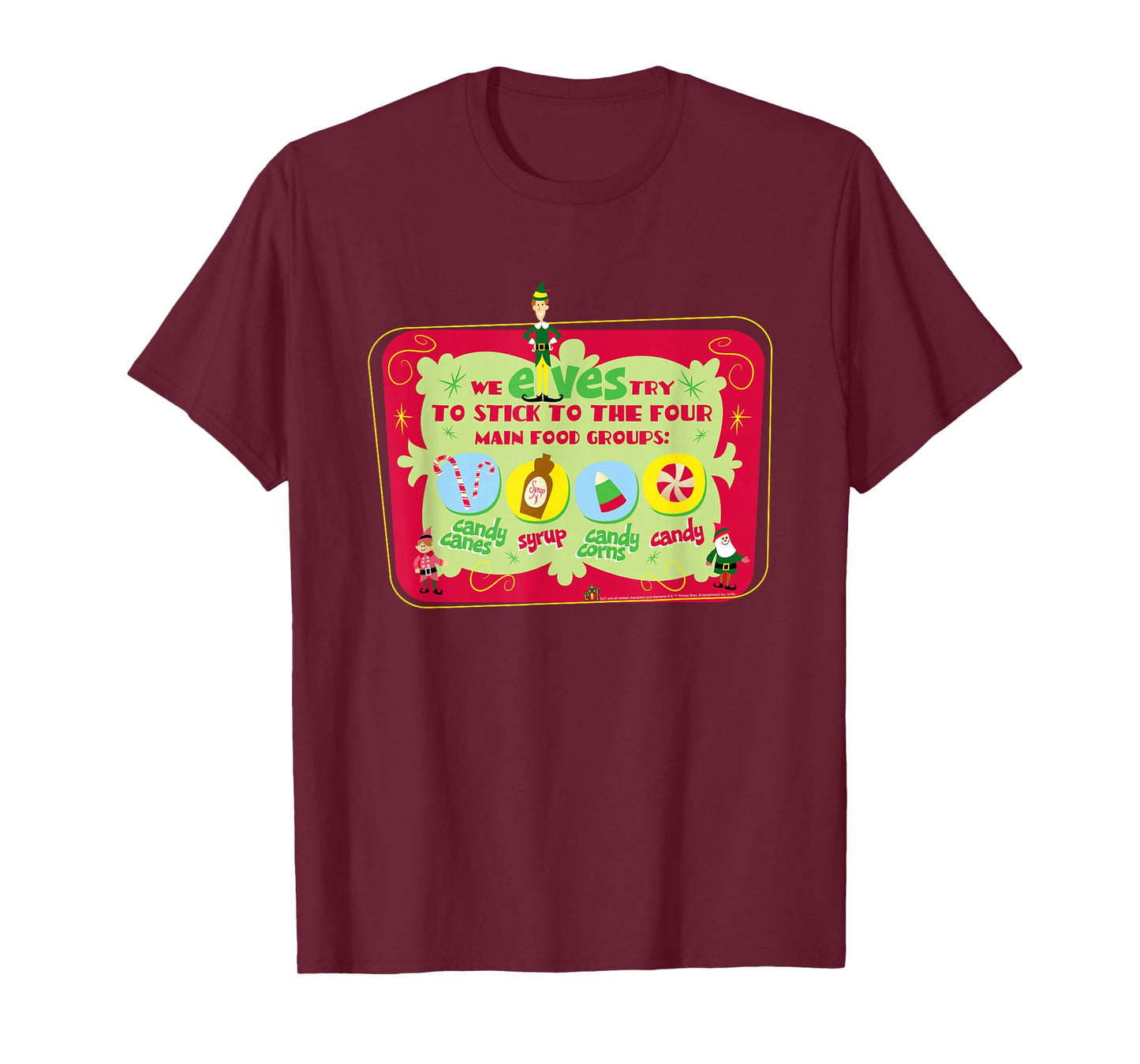 Elf Movie Stick to the 4 Main Food Groups T-Shirt
