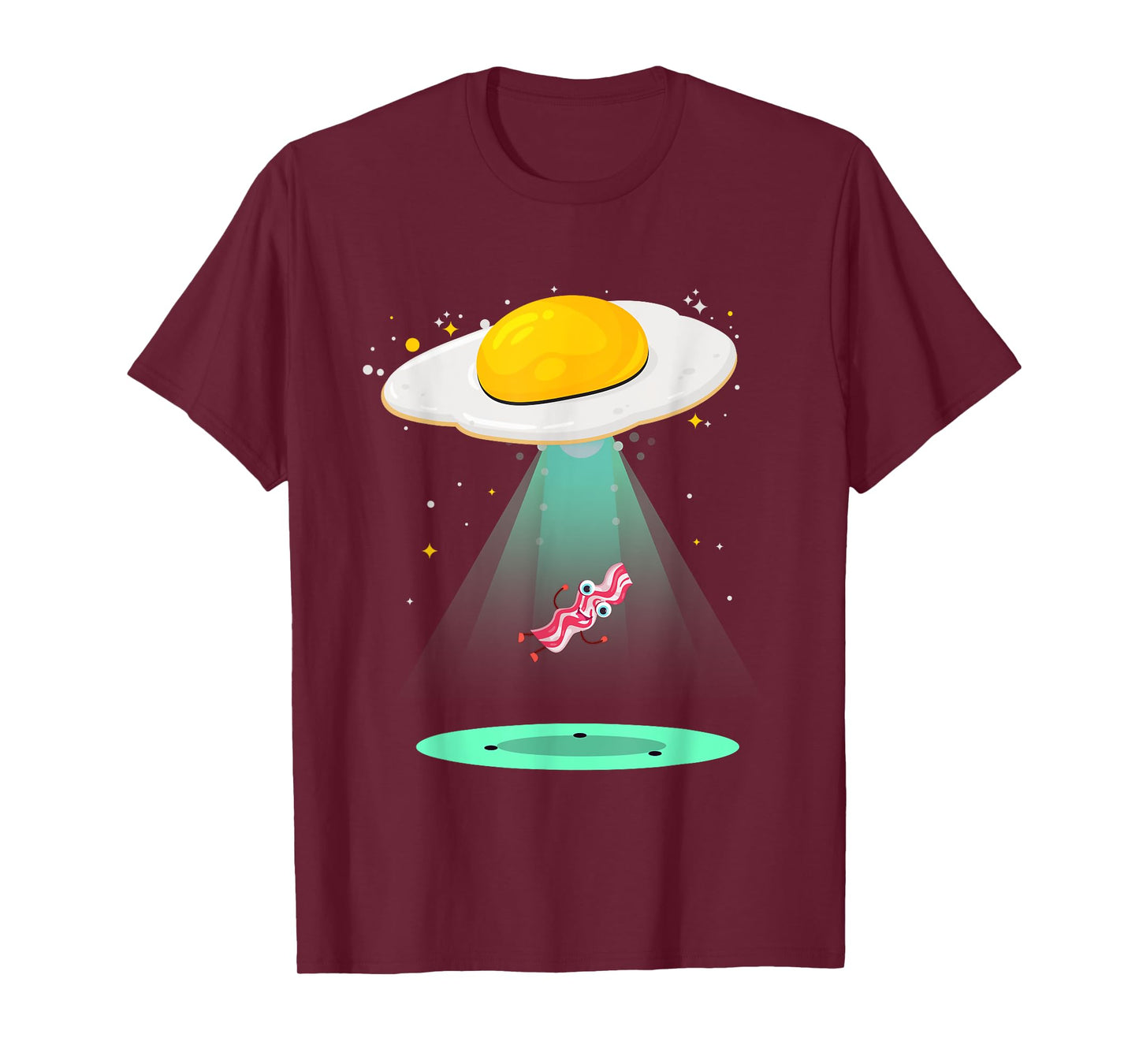 Funny Sunnyside Up Egg UFO Abduction Breakfast Bacon Lover T-Shirt