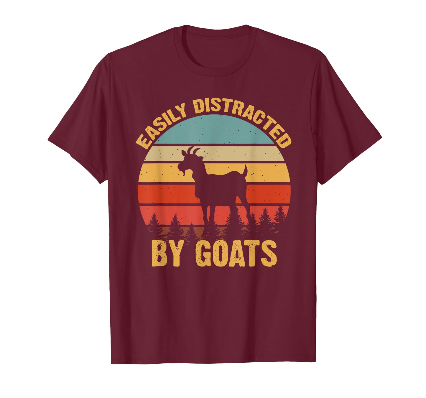 Retro Vintage Easily Distracted By Goats Funny Goat Lover T-Shirt