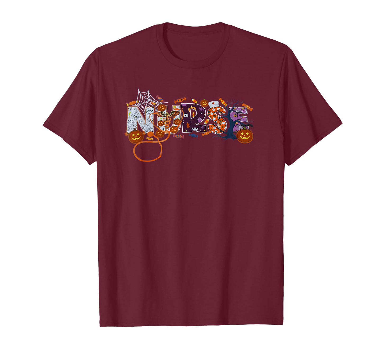Halloween Nurse Funny Pumpkin Candy Halloween Costume T-Shirt