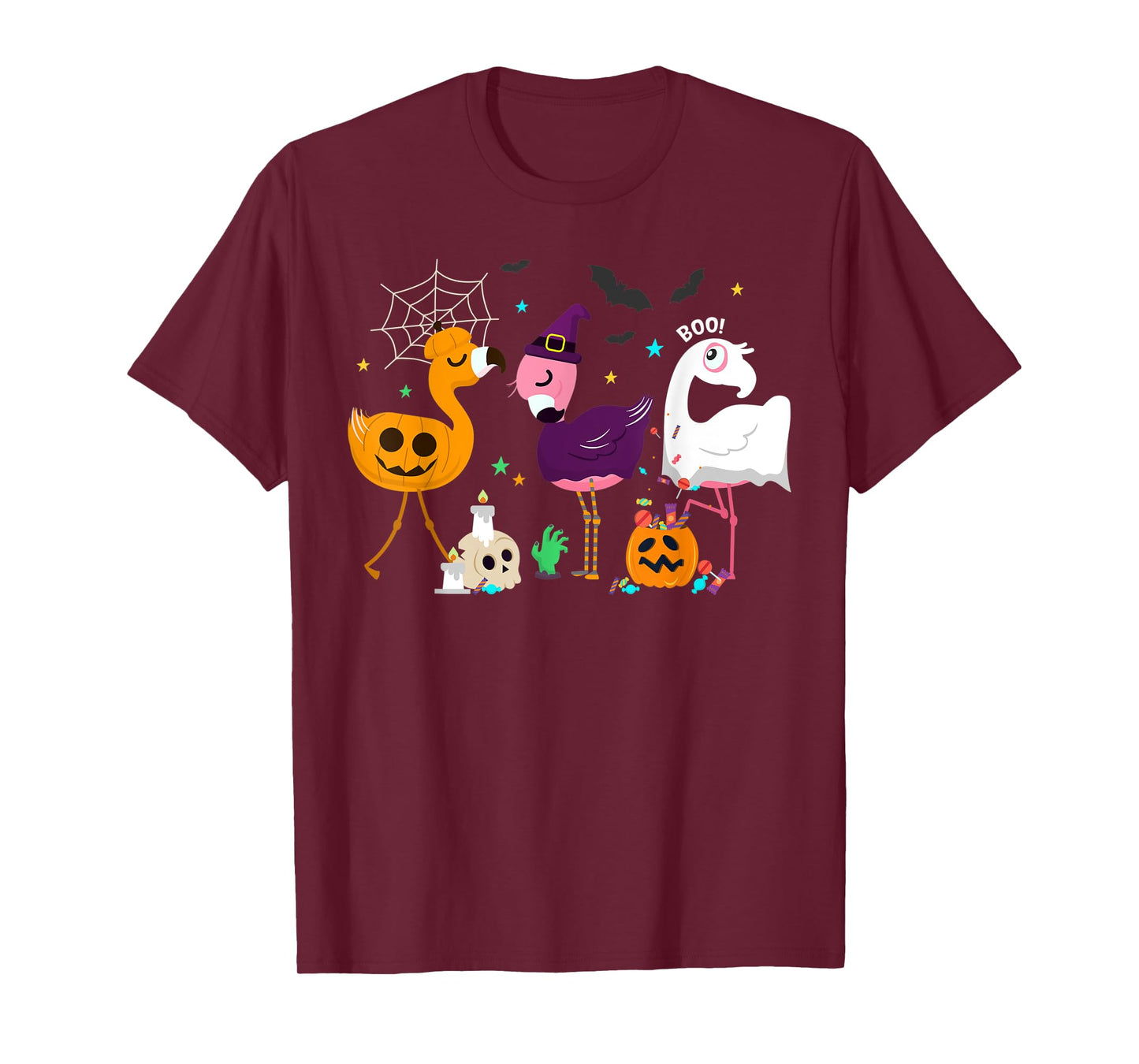 Flamingo Halloween Pumpkin Witch Ghost Happy Flamingoween T-Shirt