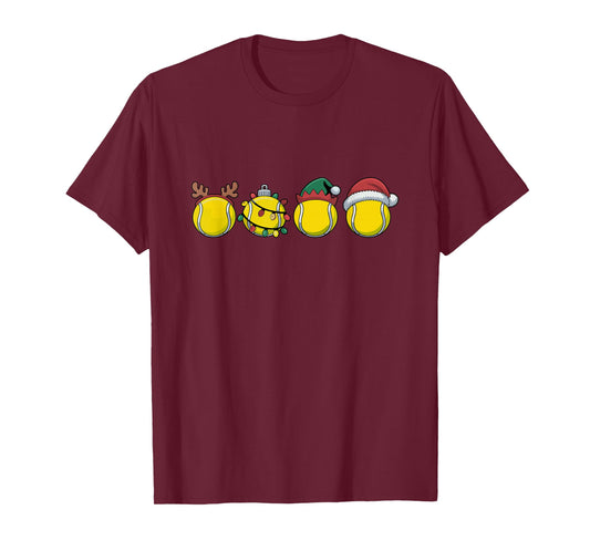 Santa Tennis Ball Christmas Tennis Lover Tennis Player Xmas T-Shirt
