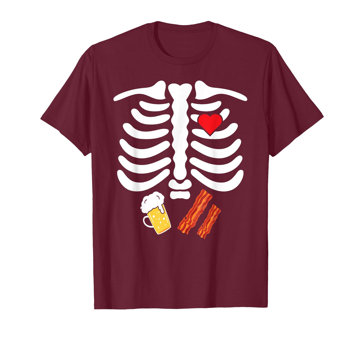 Halloween Skeleton Junk Food Belly Bacon Beer T Shirt