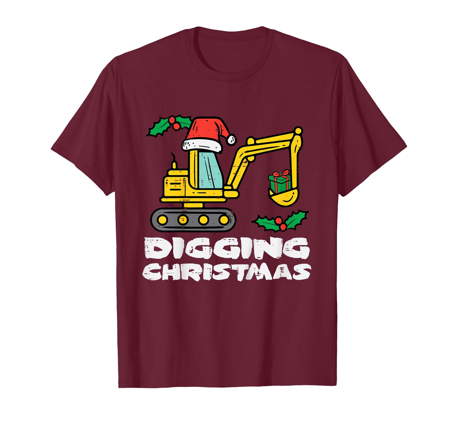 Kids Digging Christmas Excavator Xmas Truck Boys Kids Toddler T-Shirt