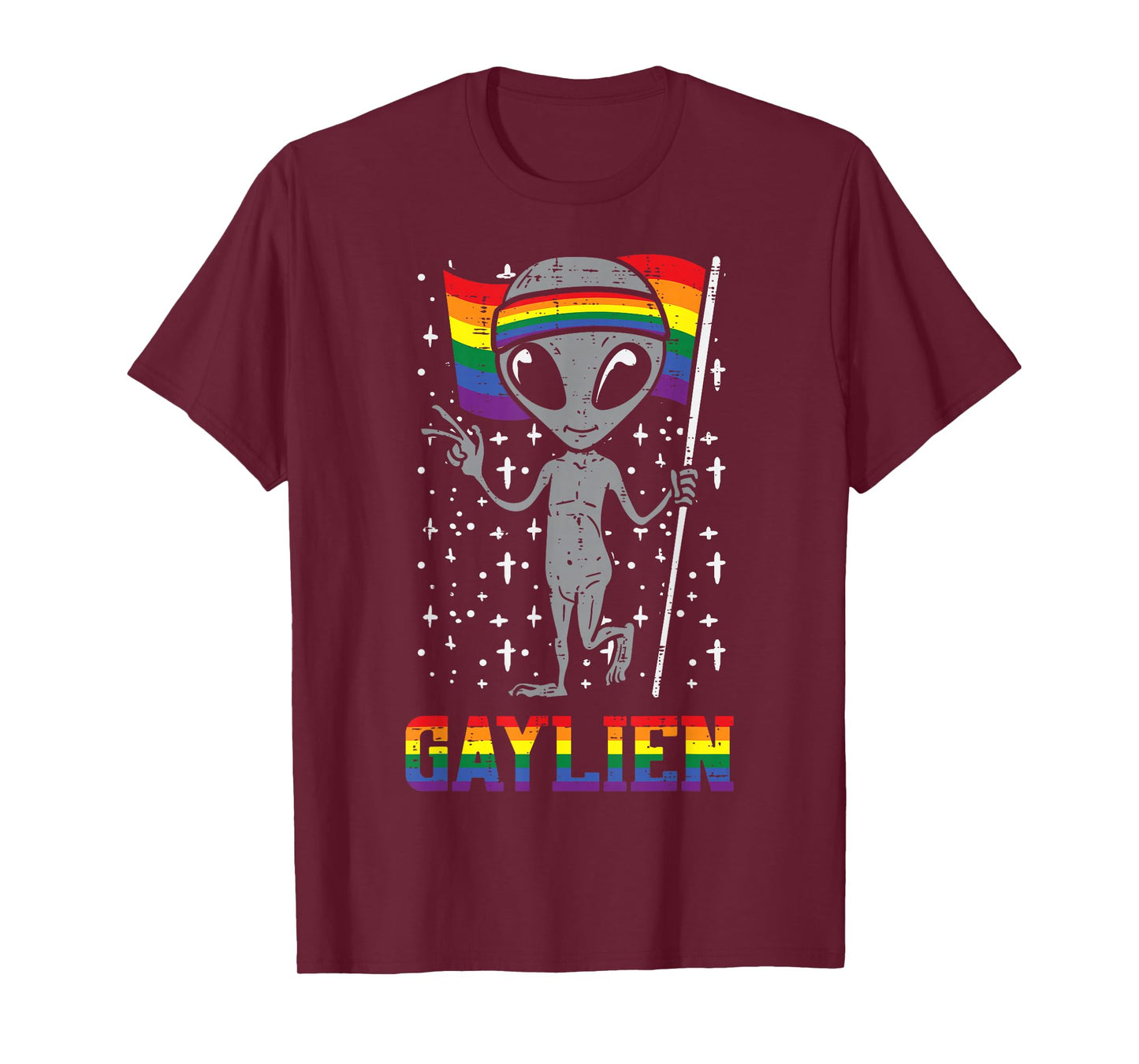 Gaylien Rainbow Flag Gay Alien Funny ET Space LGBTQ Pride T-Shirt