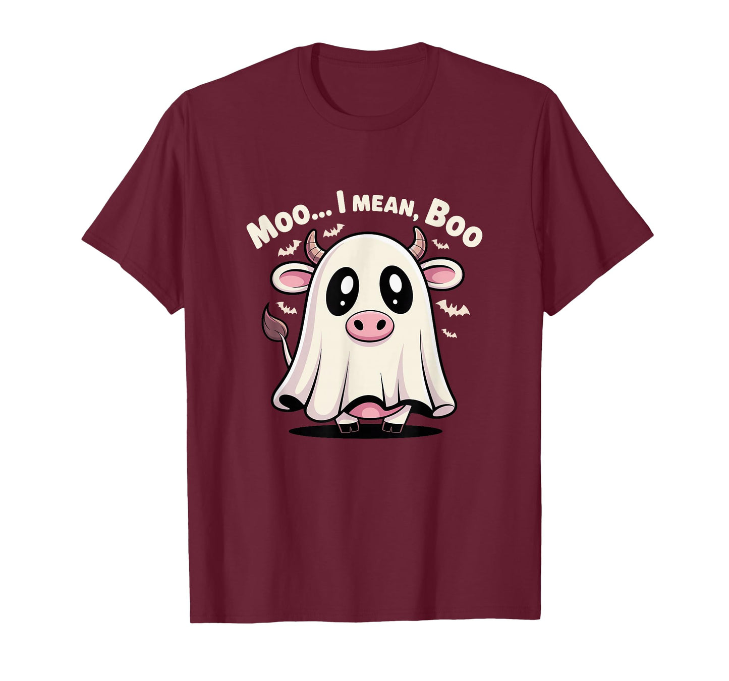 Cute Cow Ghost Halloween Pun Moo I Mean Boo Funny T-Shirt