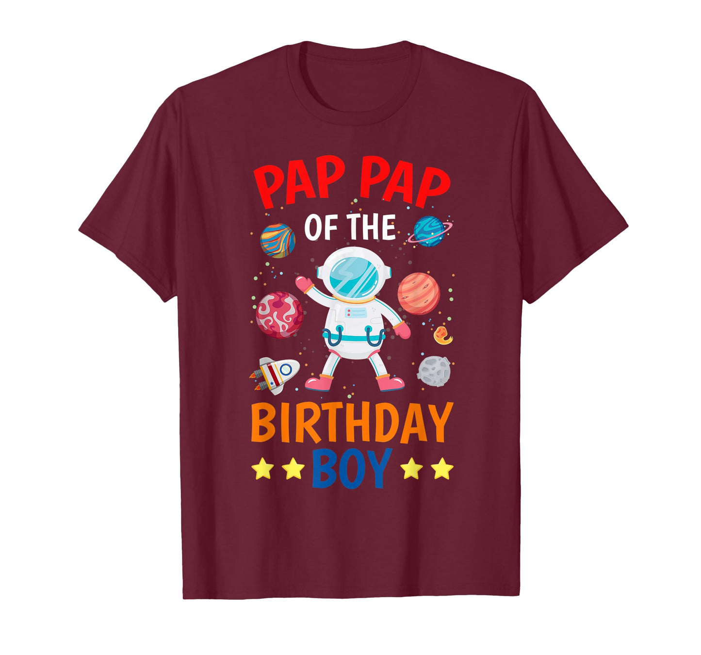 Pap Pap Of The Birthday Boy Space Planet Theme Bday Party T-Shirt