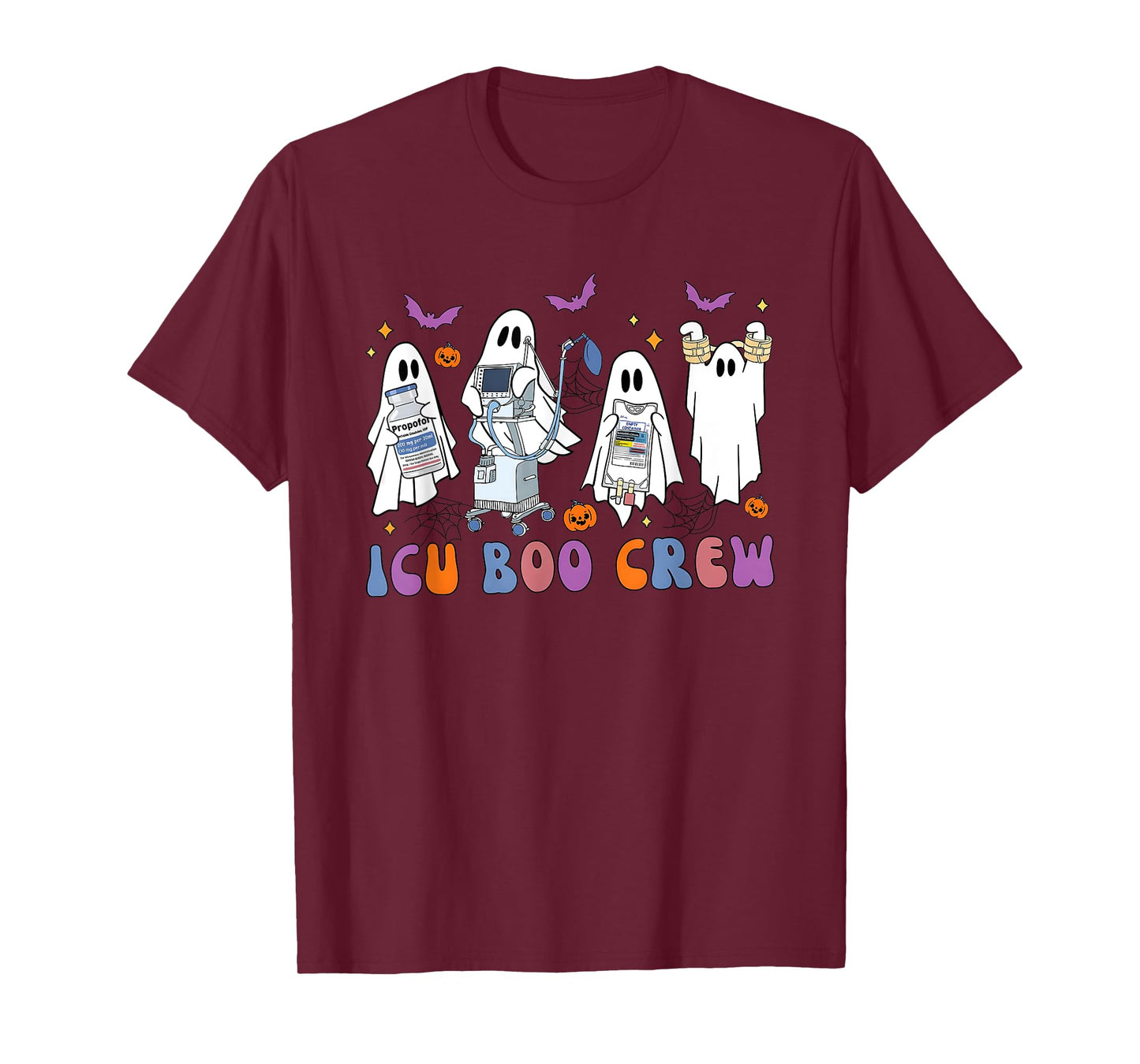 Halloween Icu Nurse Retro Icu Boo Crew Boo Ghosts Cropped T-Shirt