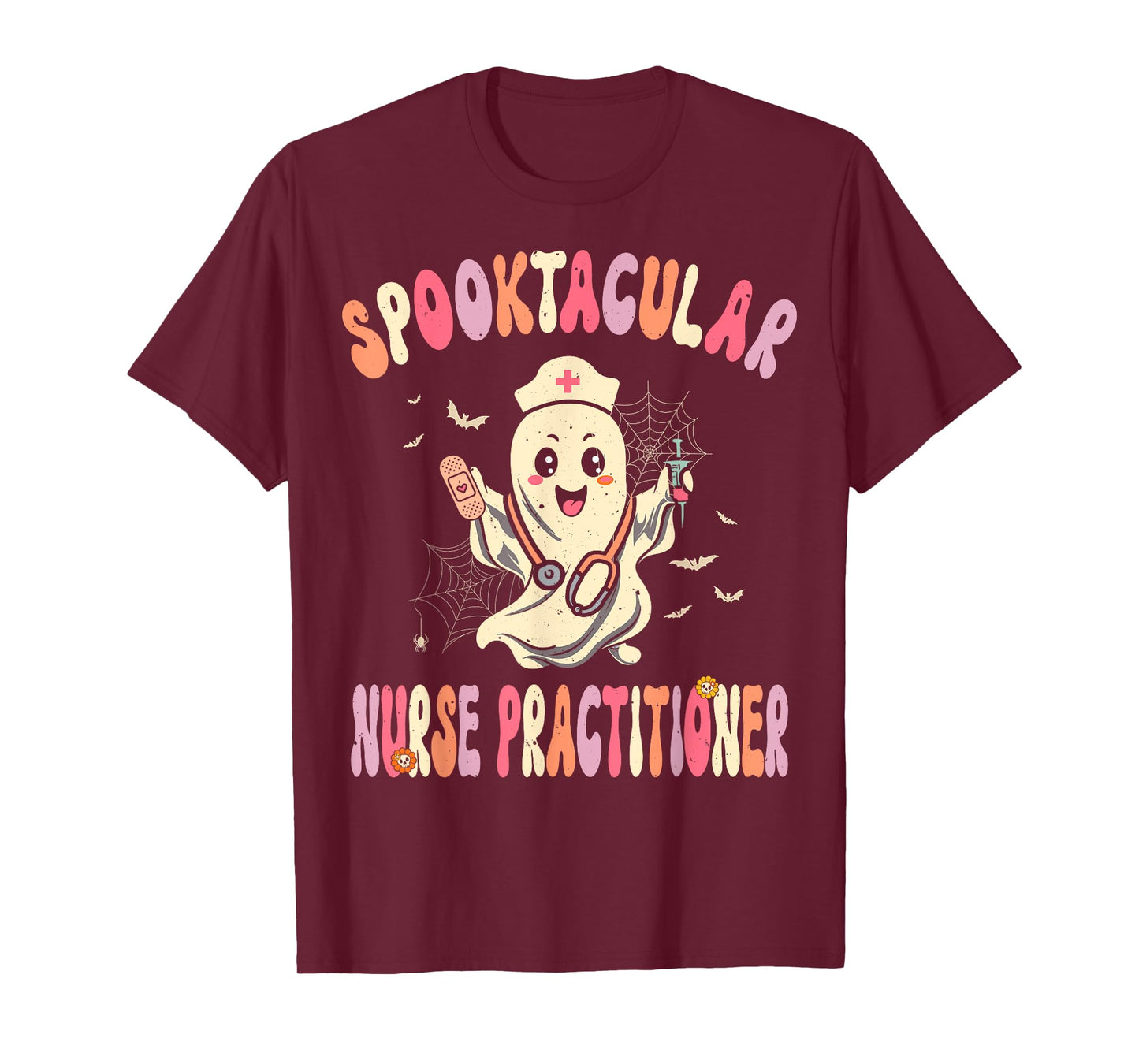 Spooktacular Nurse Practitioner Retro Halloween Ghost Nurse T-Shirt